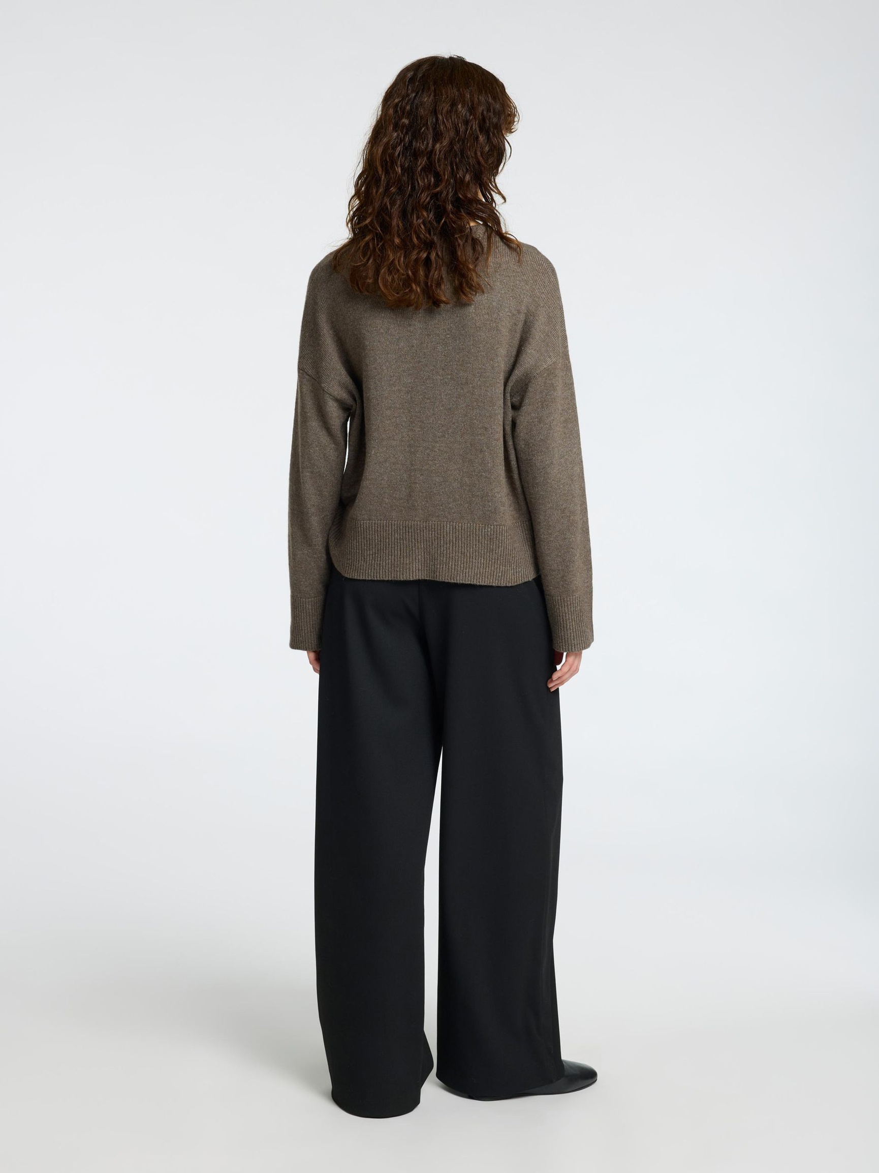 LOOSE FIT WOOL BLEND JUMPER, Morel, highres