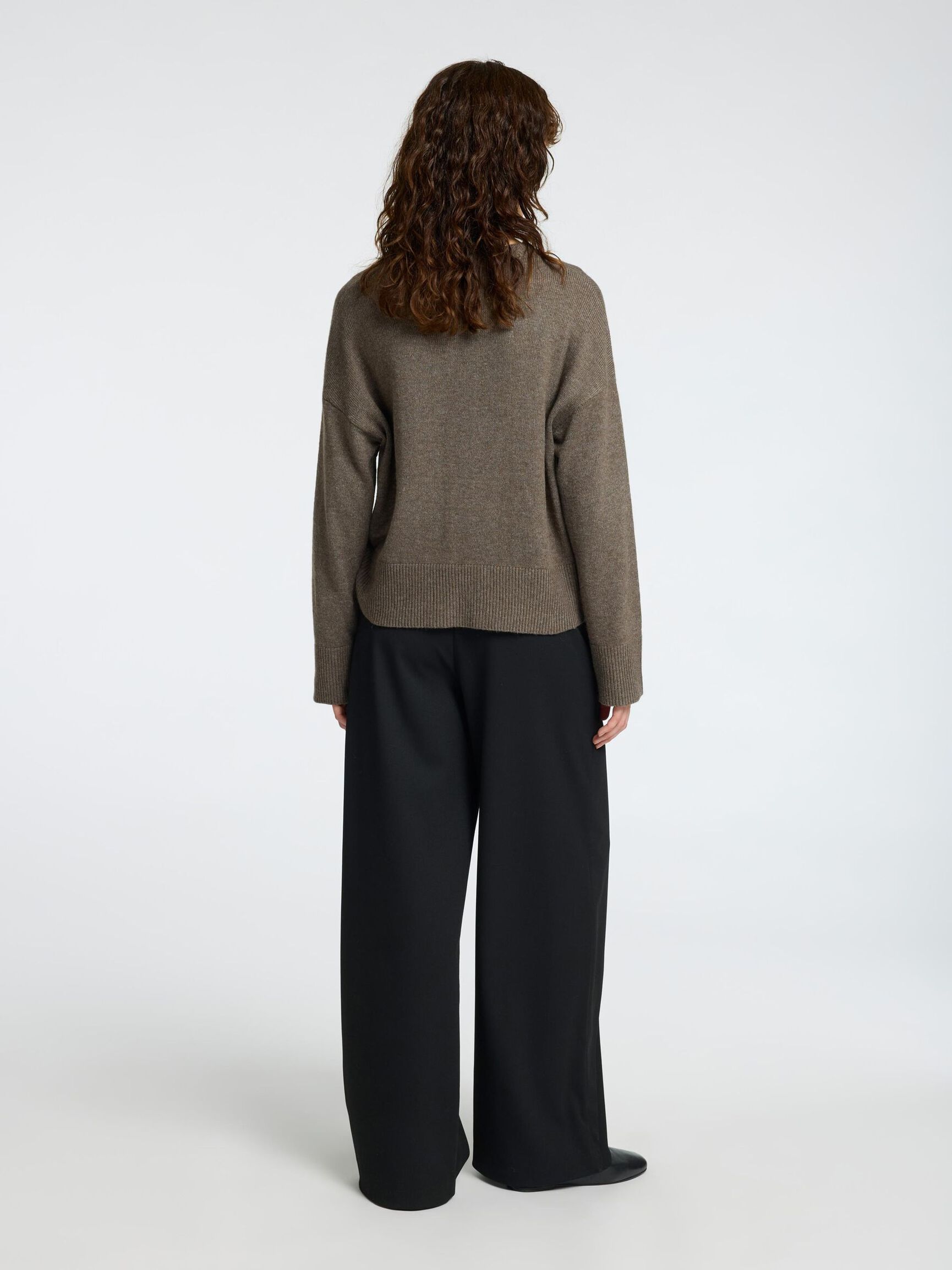 LOOSE FIT WOOL BLEND JUMPER, Morel, highres