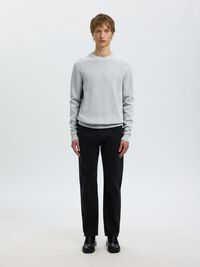 CREW NECK PULLOVER, Light Grey Melange, highres