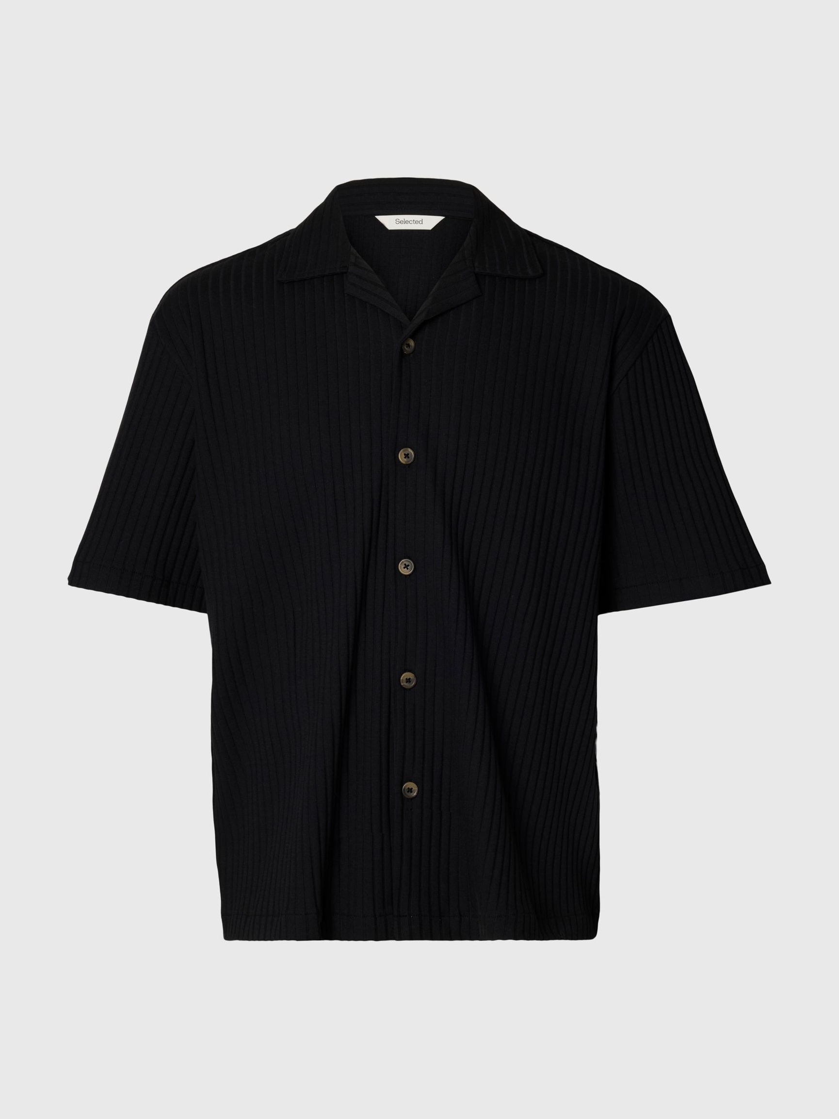 GERIPPTES RELAXED FIT OVERSHIRT, Black, highres