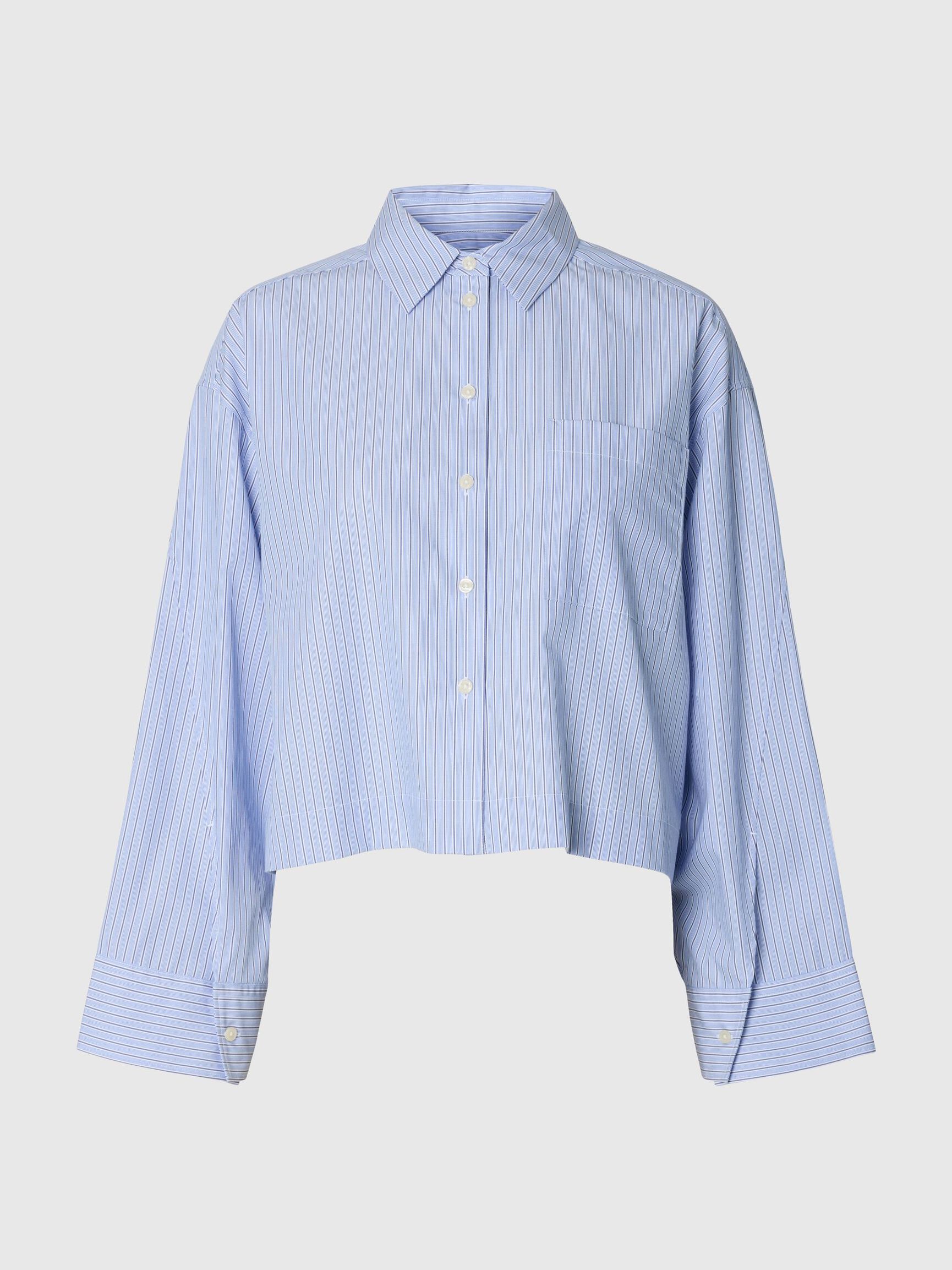 COTTON  CROPPED SHIRT, Dark Sapphire, highres