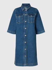 DENIM MIDI JURK, Medium Blue Denim, highres