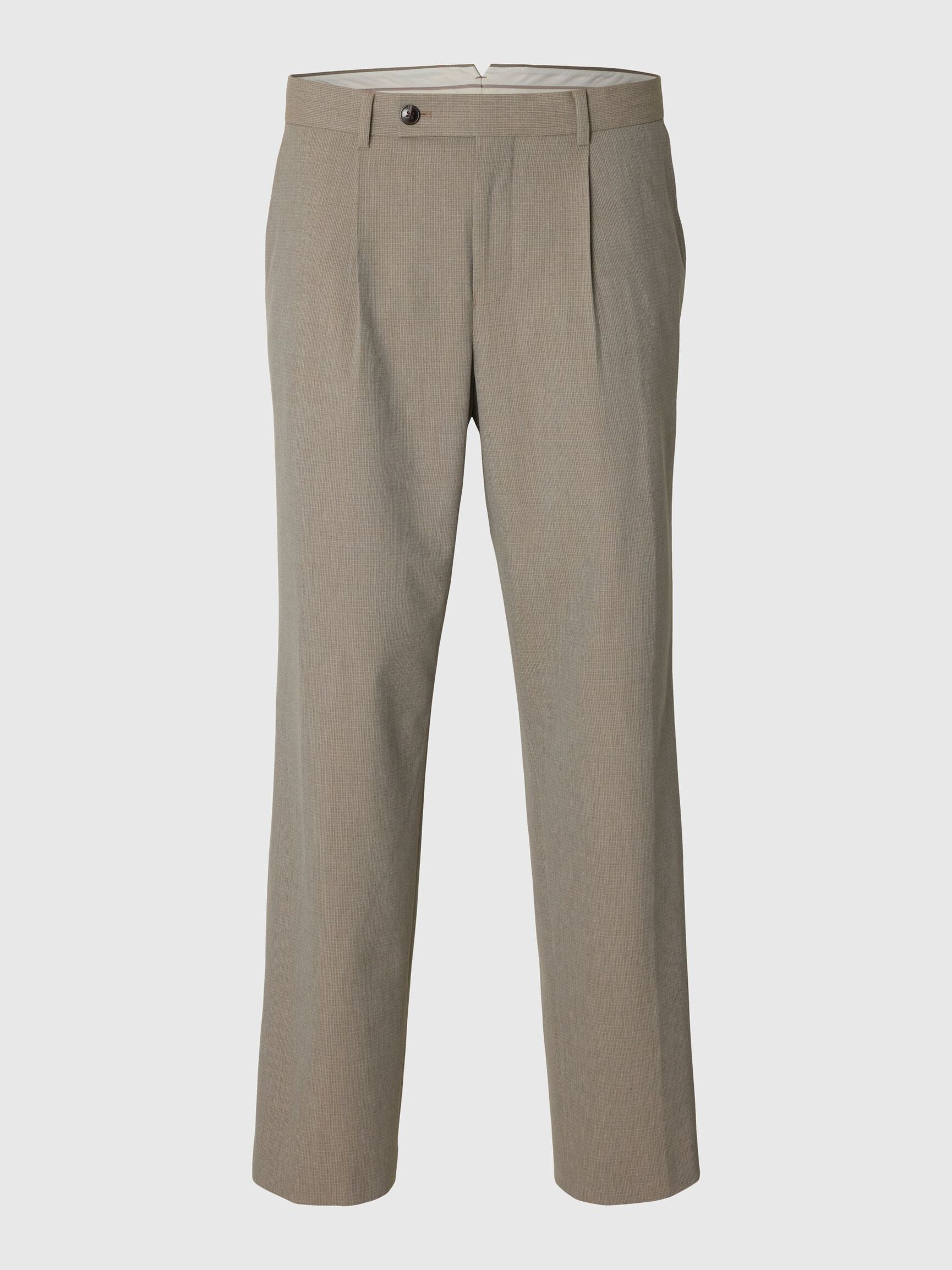 PLEATED RELAXED FIT TROUSERS, Light Grey Melange, highres
