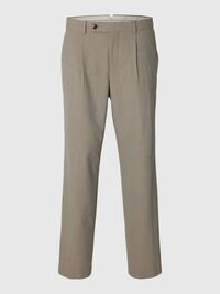 PLEATED RELAXED FIT TROUSERS, Light Grey Melange, highres