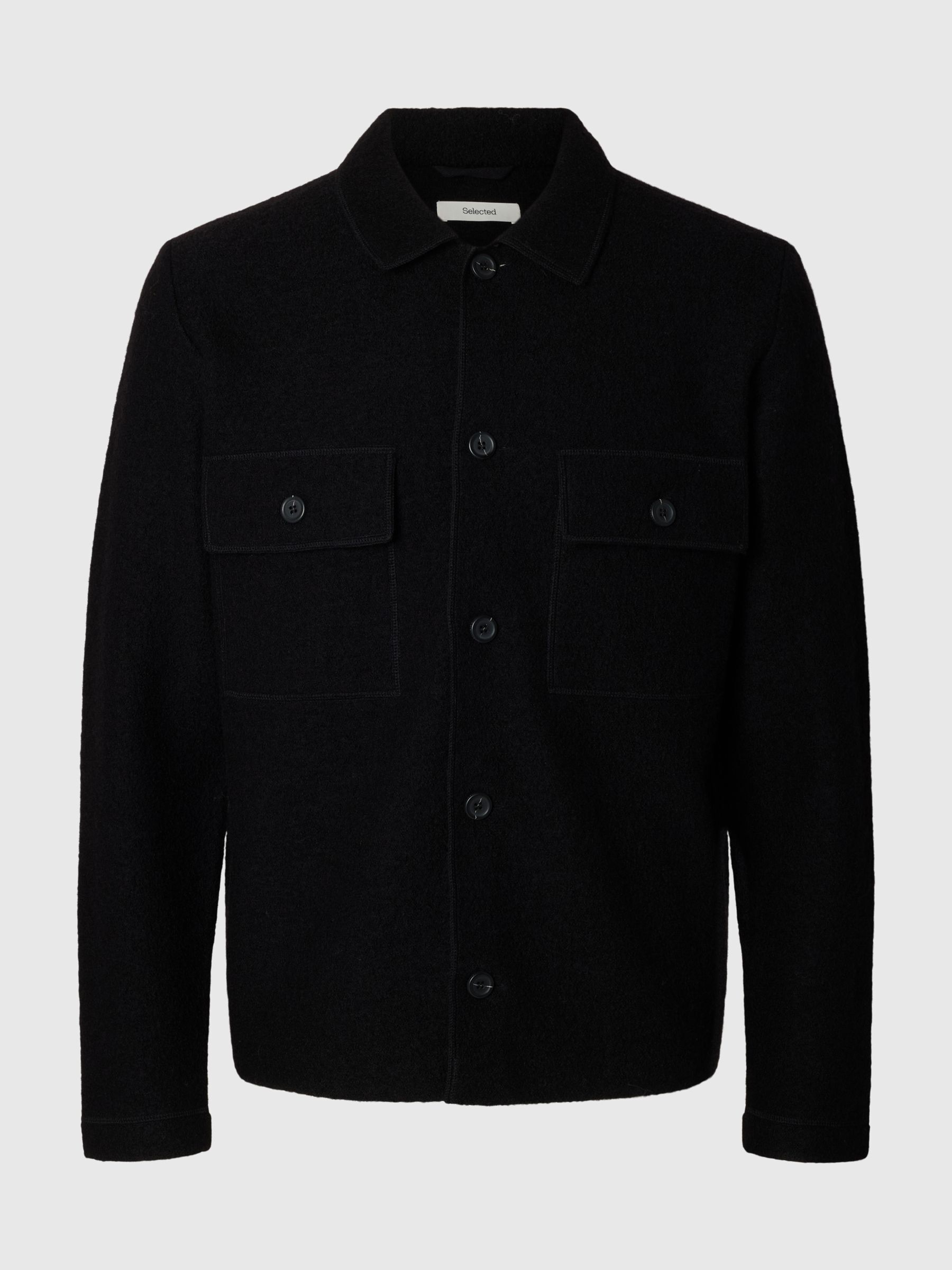 100% WOOL CARDIGAN, Black, highres
