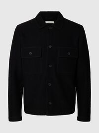 100% WOOL CARDIGAN, Black, highres