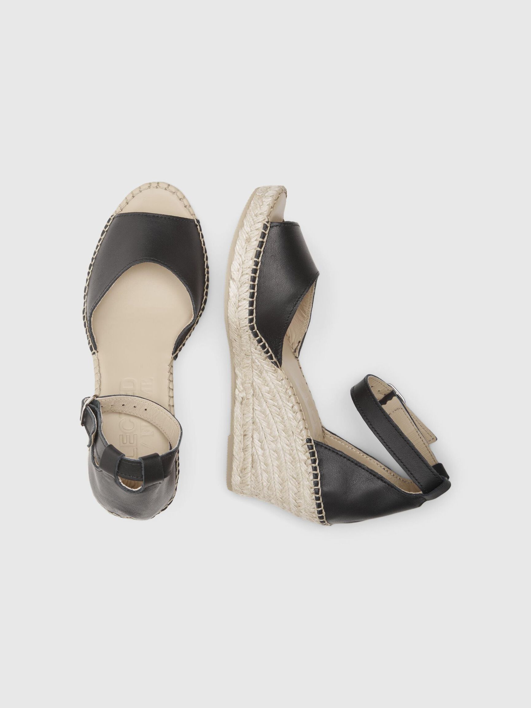 ABSATZ LEDER ESPADRILLES, Black, highres