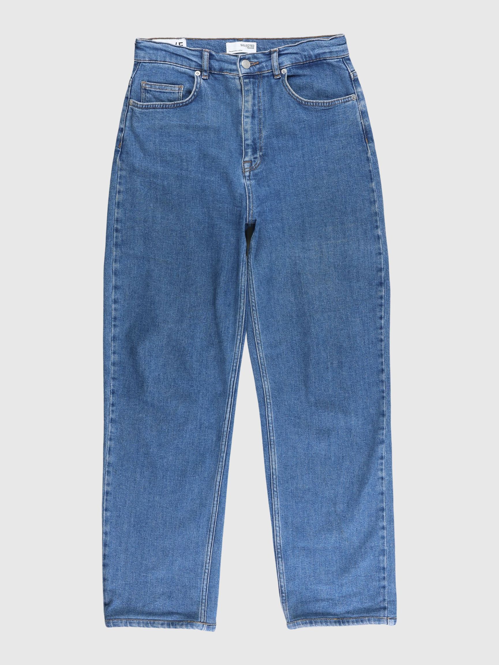 HIGH WAIST STRAIGHT FIT JEANS, Dark Blue Denim, highres