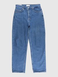 HIGH WAIST STRAIGHT FIT JEANS, Dark Blue Denim, highres