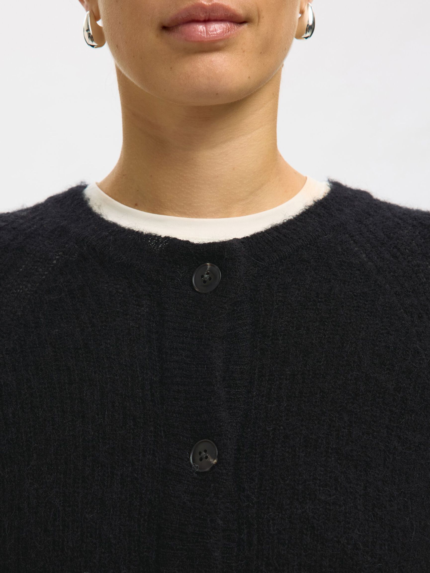 LONG-SLEEVED CARDIGAN, Black, highres
