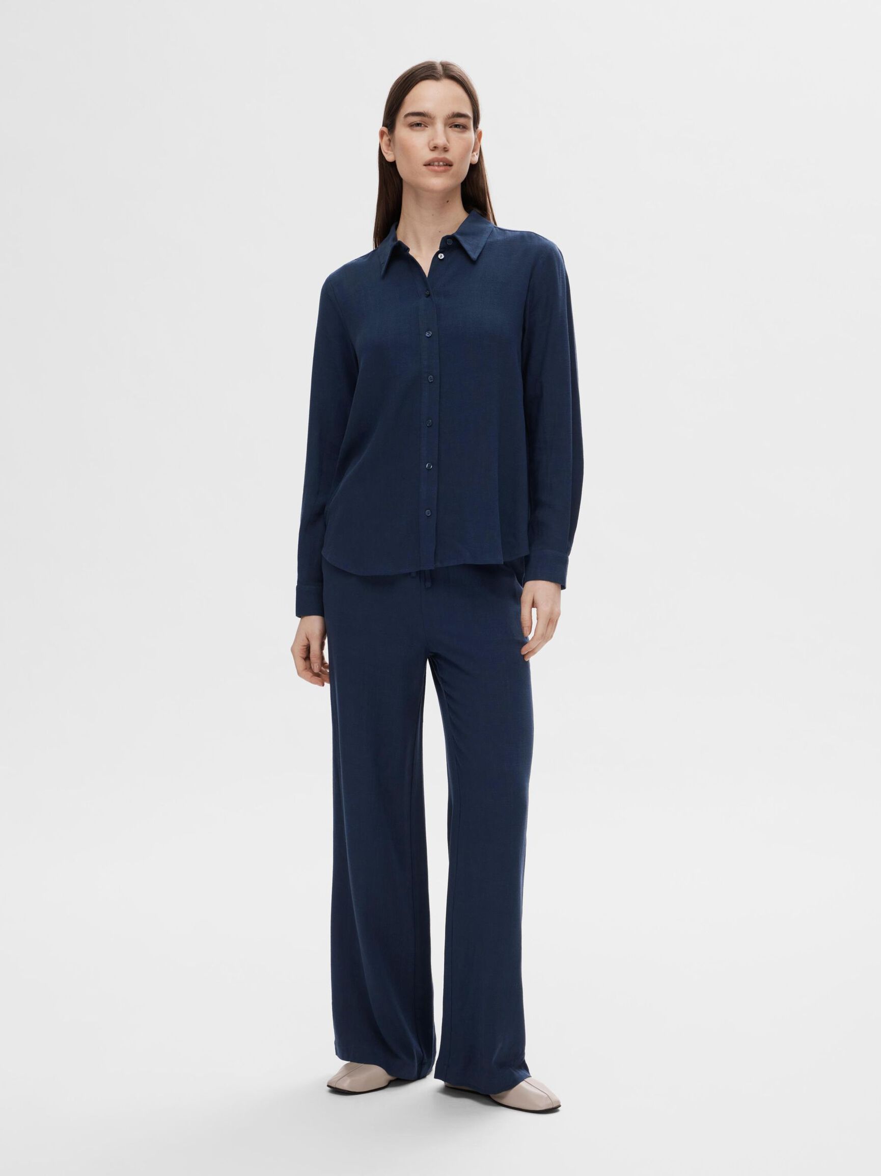 VISCOSE BLEND TROUSERS, Dark Sapphire, highres