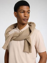 SHORT SLEEVED POLO SHIRT, Oatmeal, highres