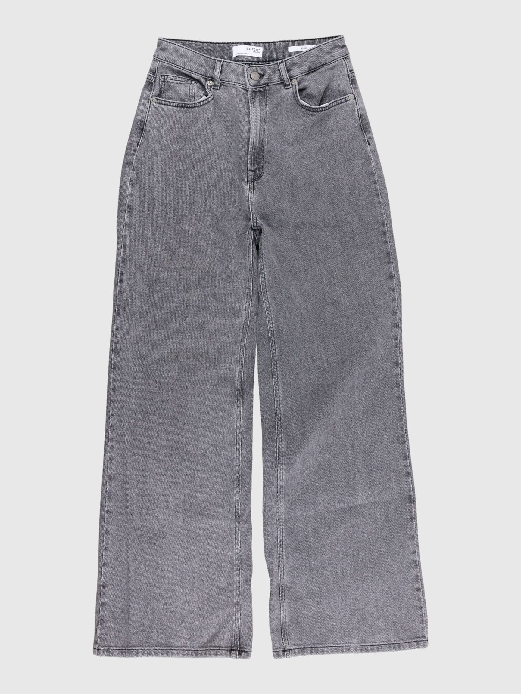 GREY WIDE FIT JEANS, Light Grey Denim, highres