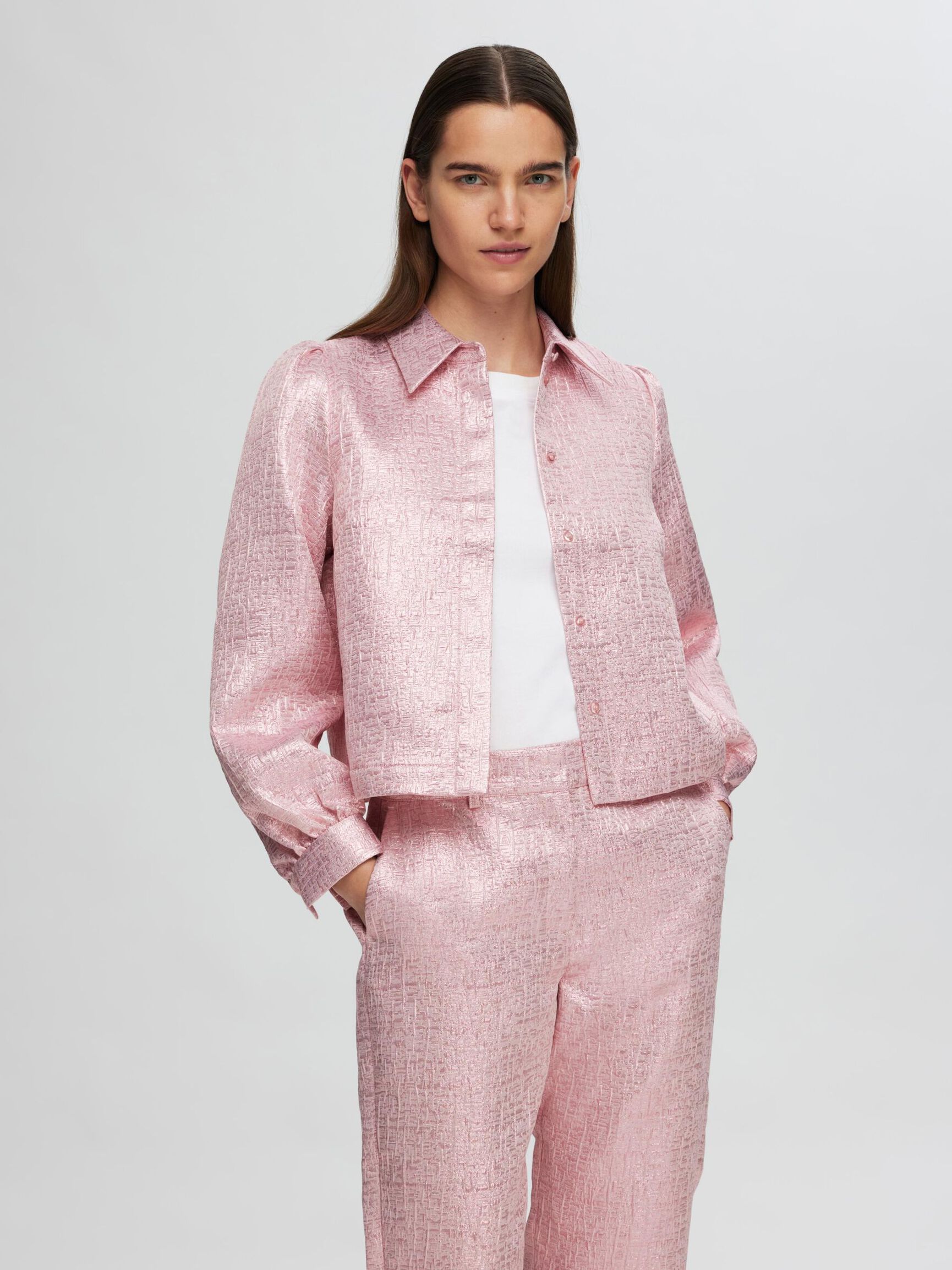 JACQUARD MÉTALLISÉ CHEMISE, Cradle Pink, highres