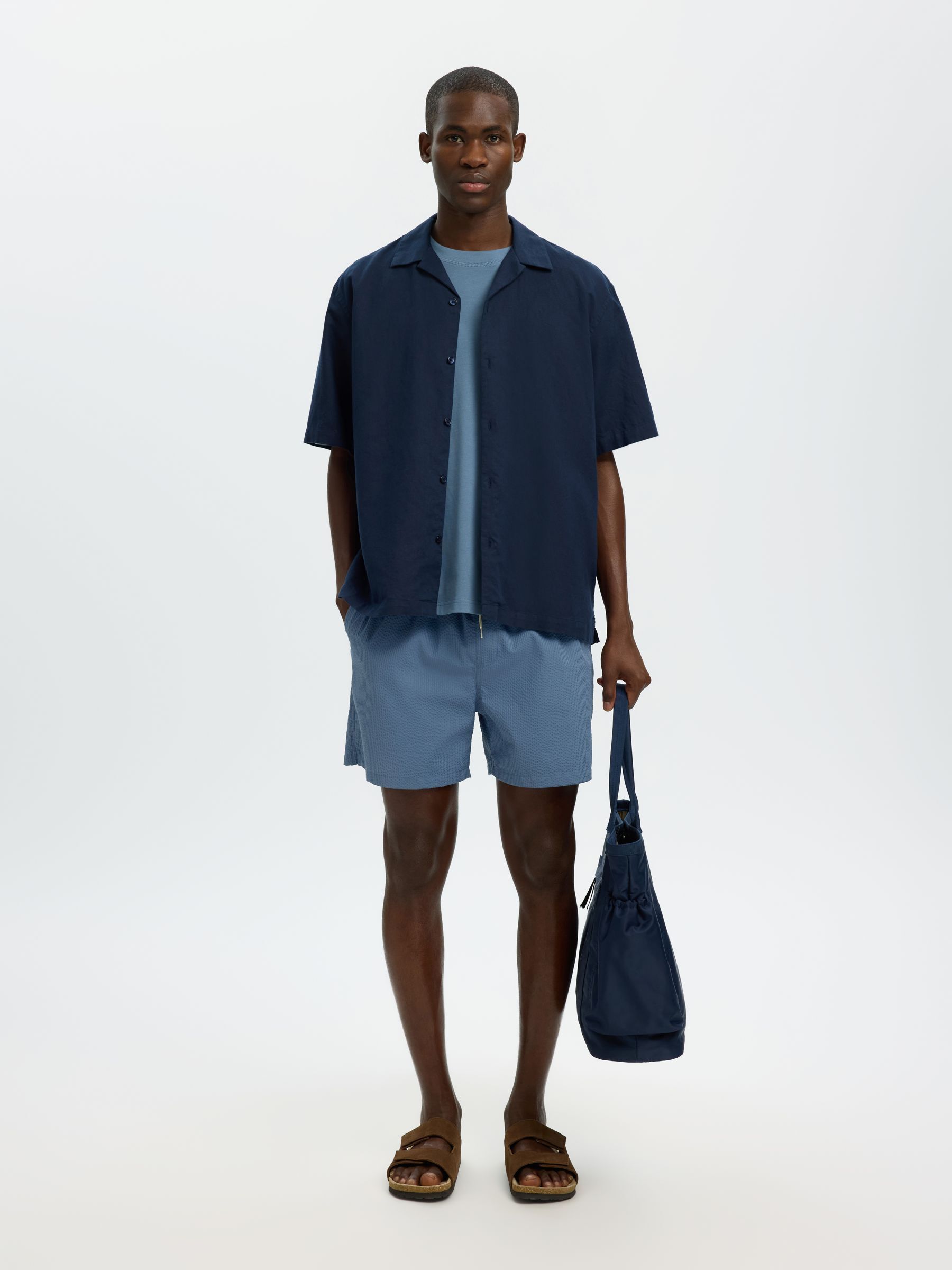 SEERSUCKER BADESHORTS, Blue Mirage, highres