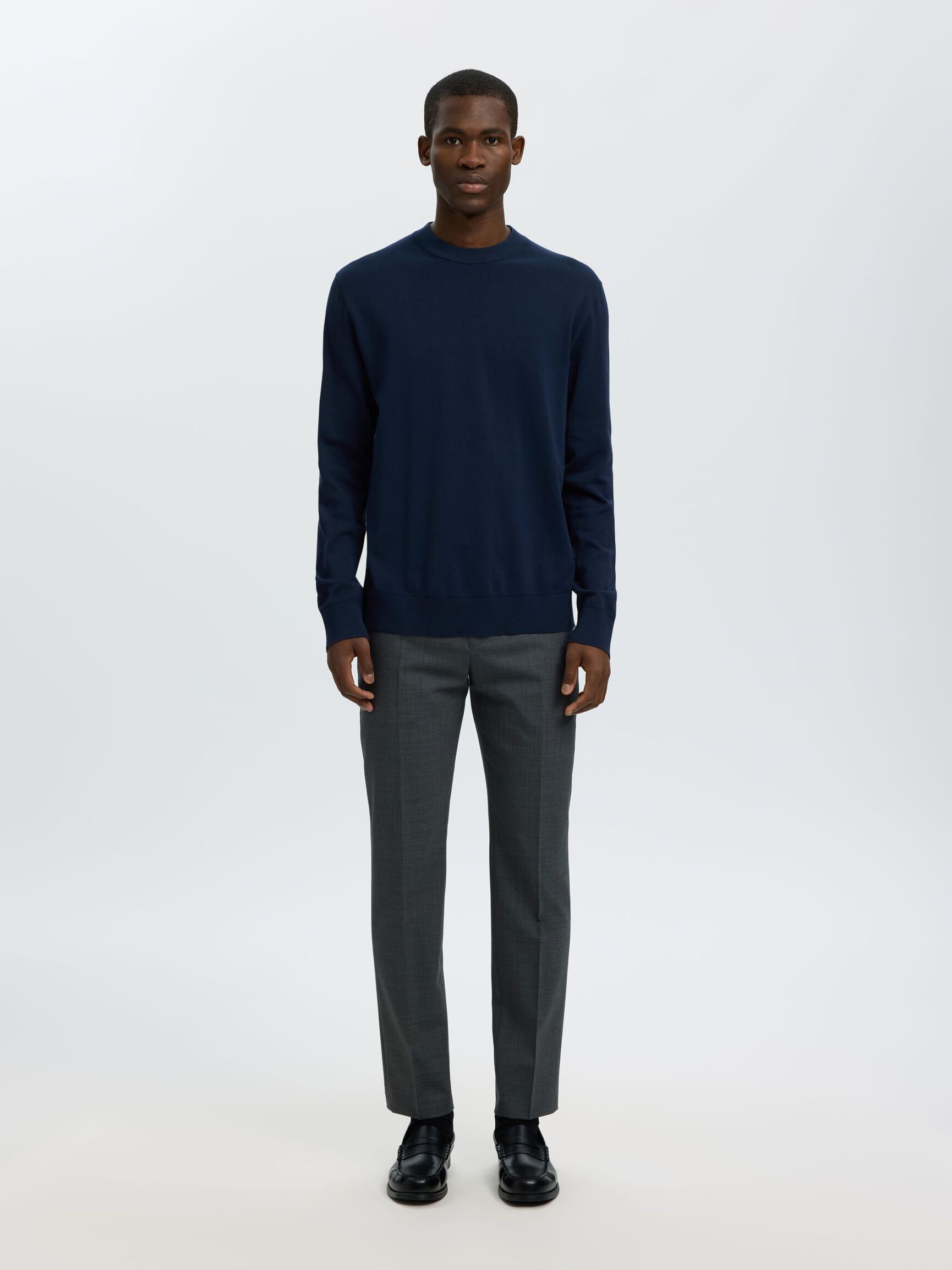 BAUMWOLL PULLOVER, Navy Blazer, highres