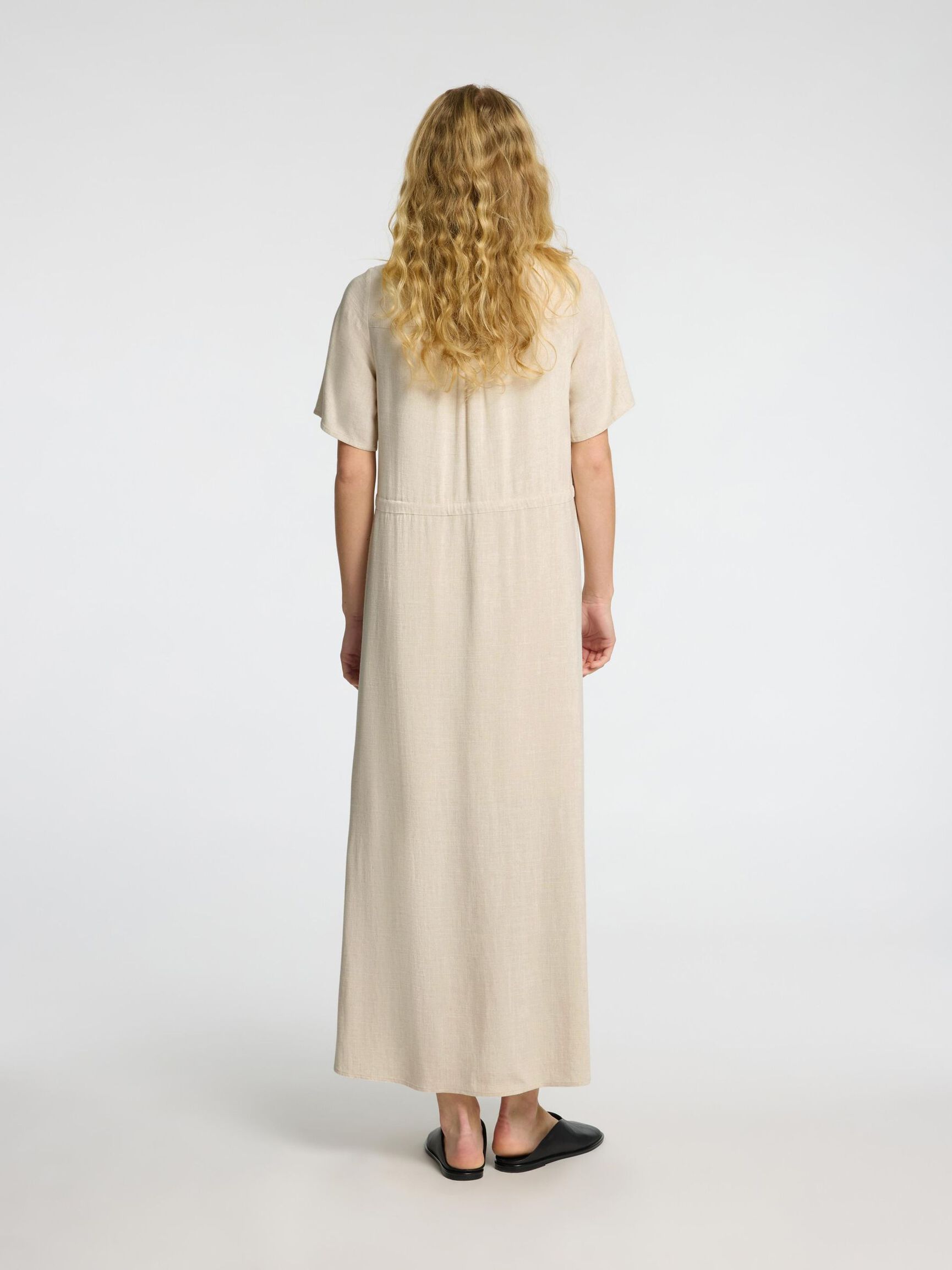 SHORT SLEEVED SHIRT DRESS, Sandshell, highres