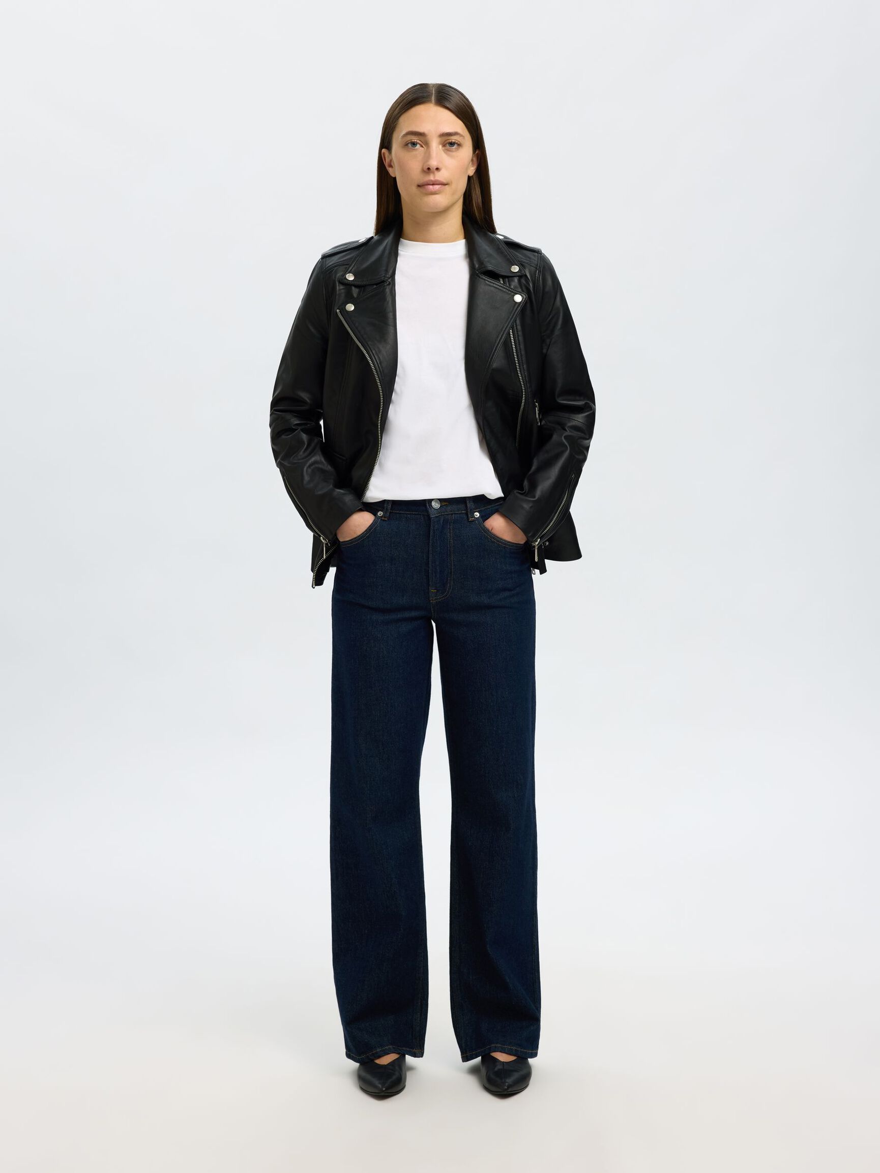 OVERSIZED LEATHER JACKET, Black, highres