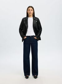 OVERSIZED LEATHER JACKET, Black, highres