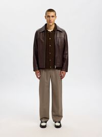 WOOL BLEND KNITTED CARDIGAN, Demitasse, highres