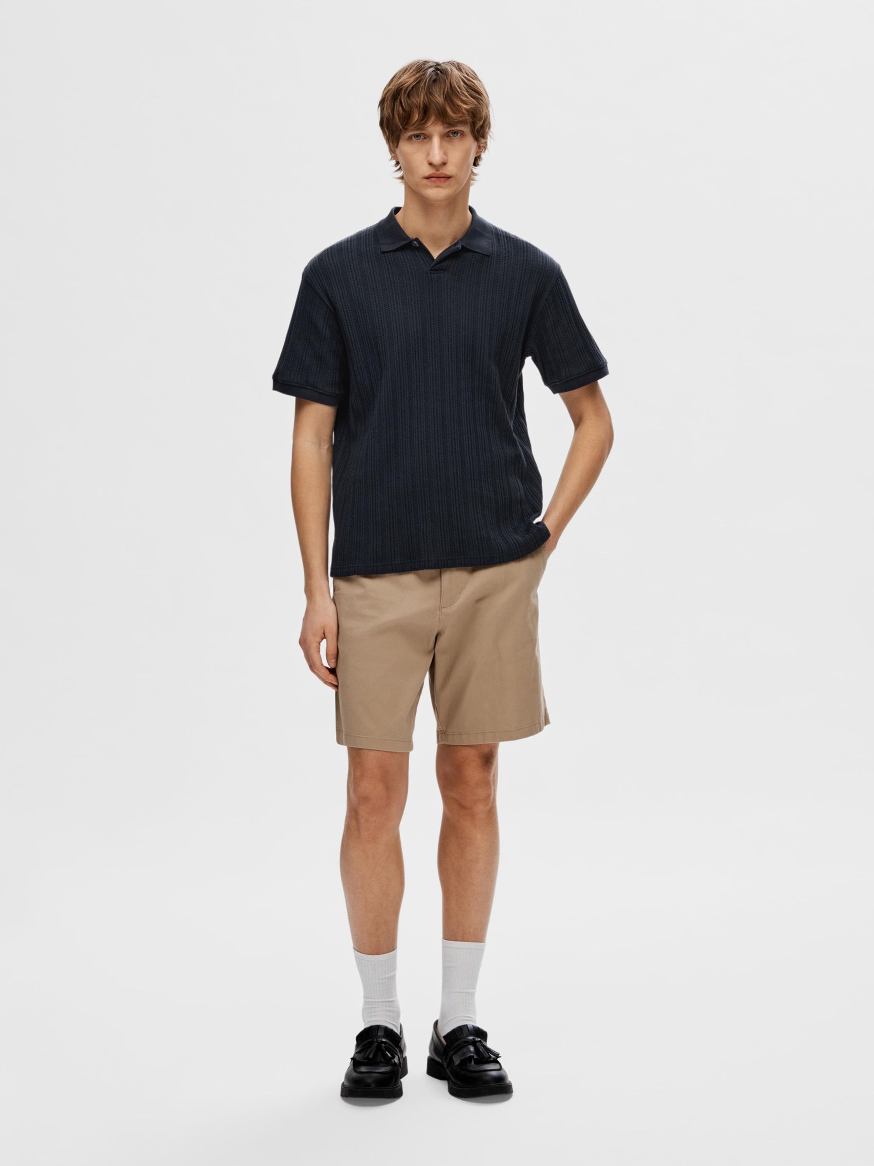 KURZÄRMELIGES BAUMWOLL POLO SHIRT, Sky Captain, highres