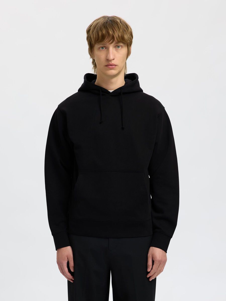 Selected 100% BAUMWOLL HOODIE, Black, highres - 16100000_Black_003.jpg