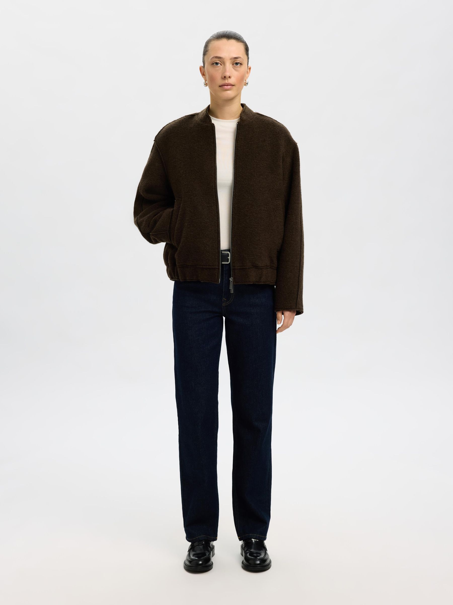 WOOL BLEND BOMBER JACKET, Delicioso, highres