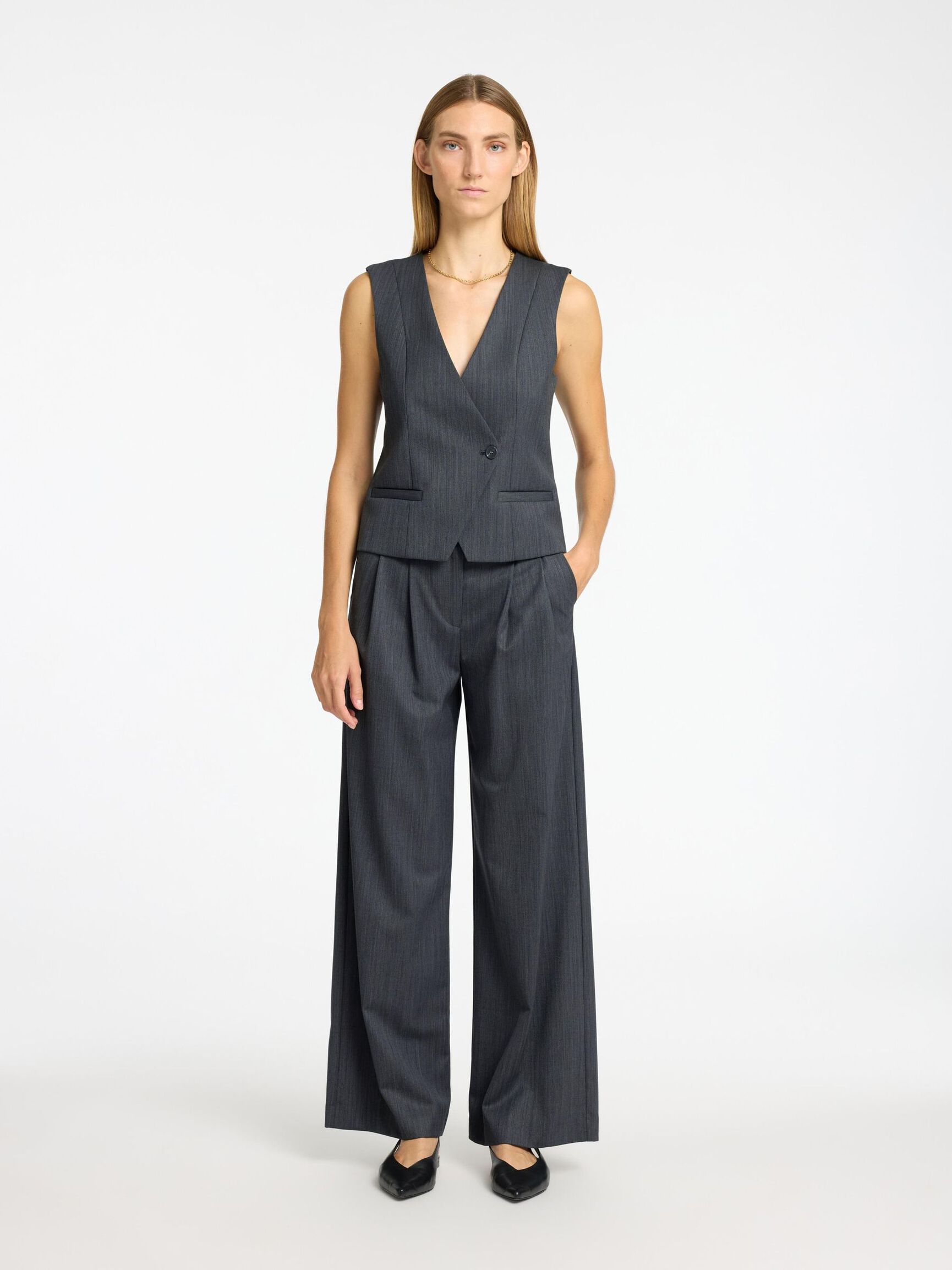 LAINE MÉLANGÉE PANTALON DE COSTUME, Steel Gray, highres
