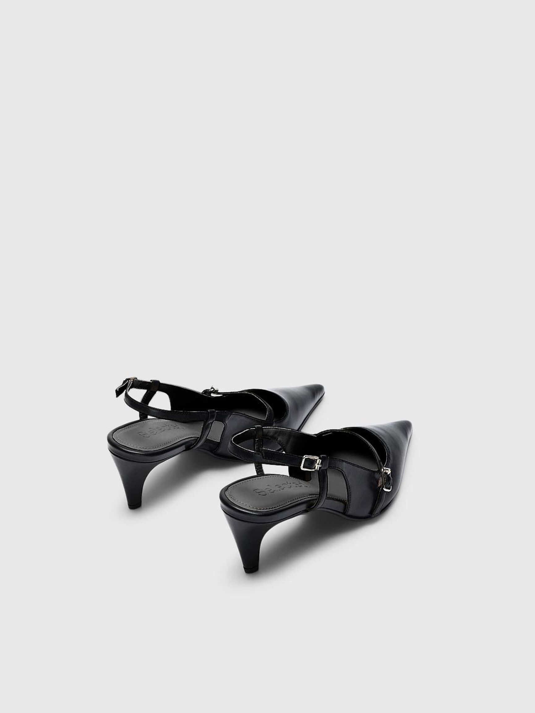 LEATHER SLINGBACKS, Black, highres