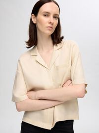 LEINENMIX KURZARMHEMD, Sandshell, highres