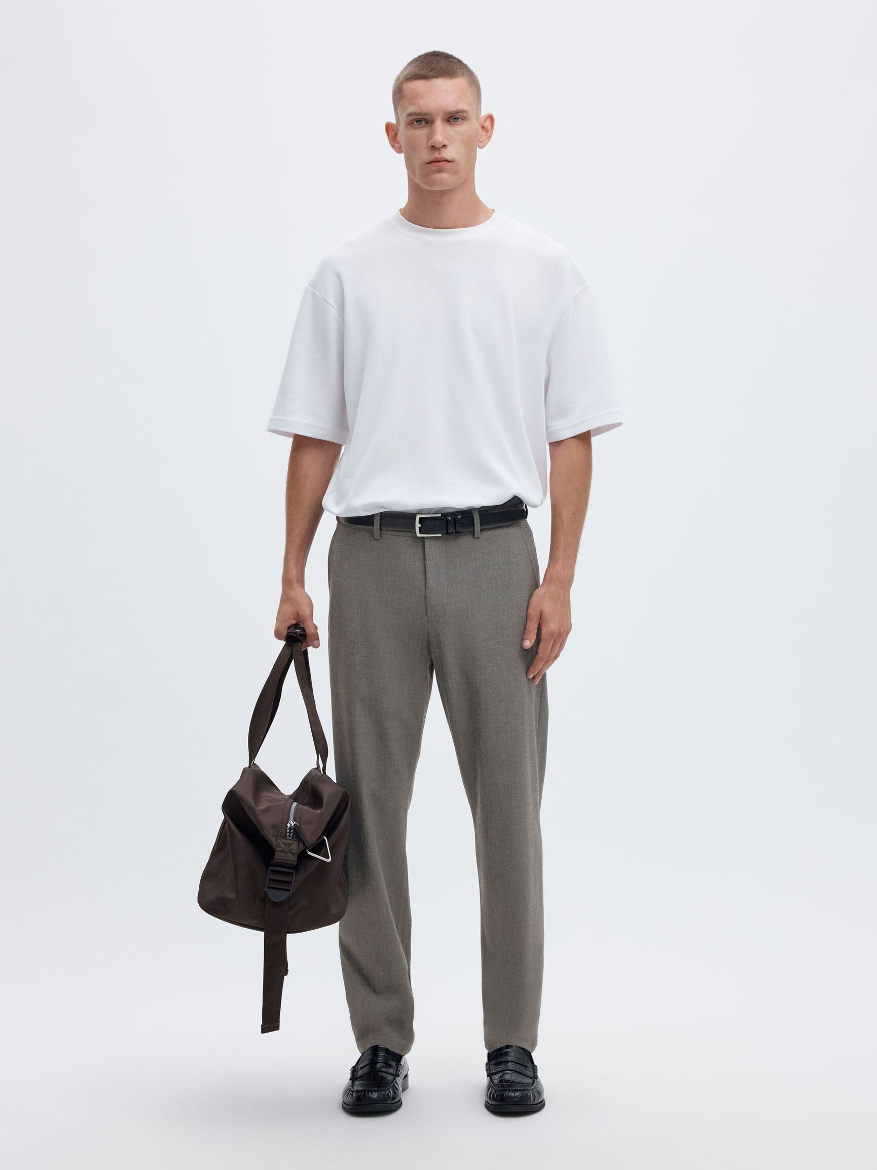 175 SLIM-FIT TROUSERS, Grey Melange, highres