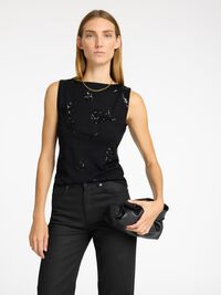 PAILLETTEN TOP, Black, highres