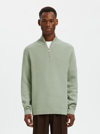 HALF-ZIP PULLOVER, Aqua Gray, highres