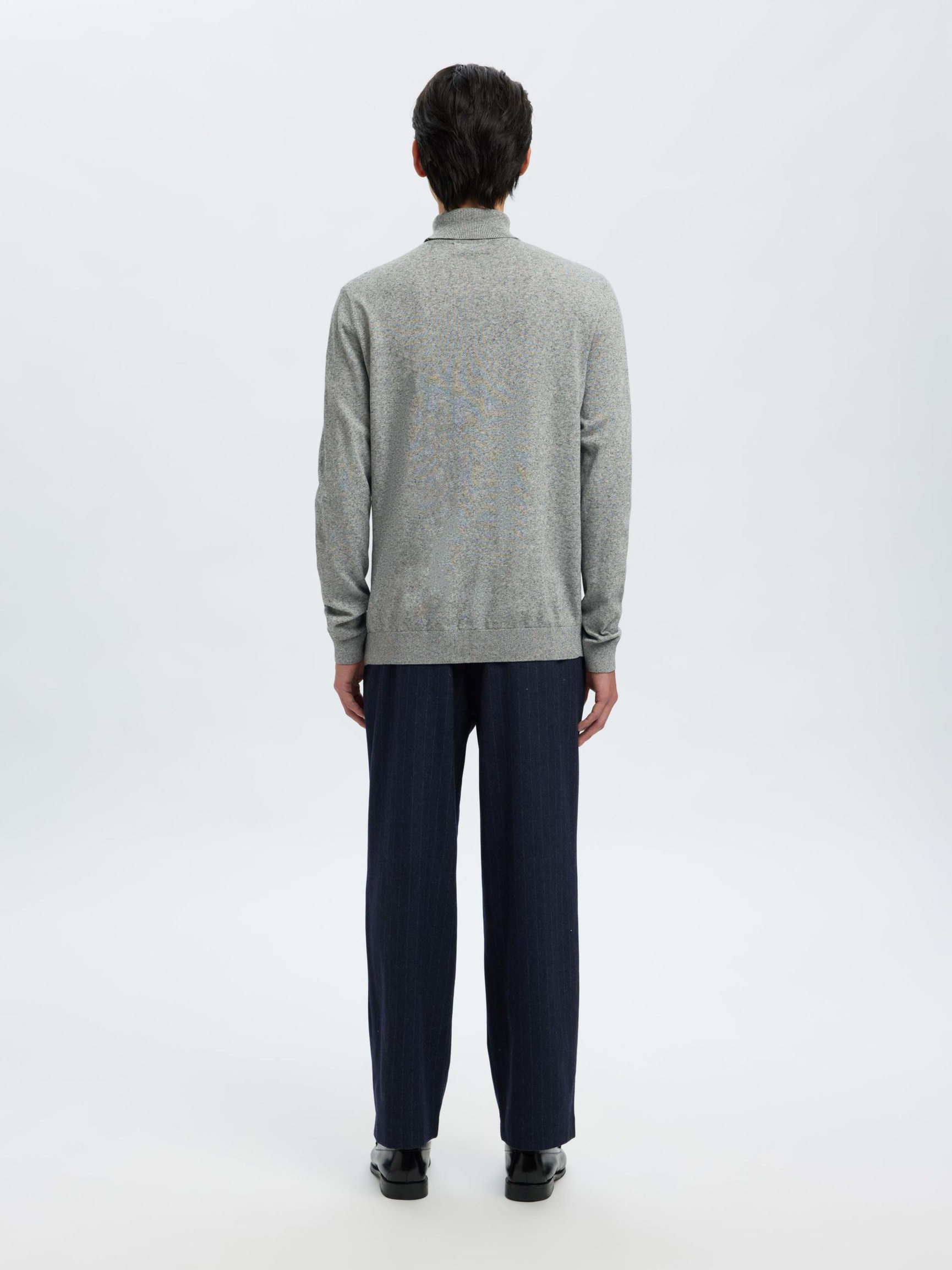 LANGARM ROLLKRAGEN PULLOVER, Light Grey Melange, highres