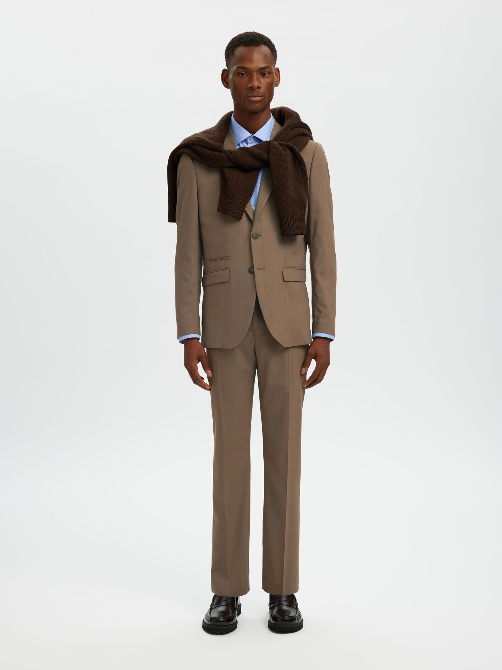 WOVEN WOOL BLEND BLAZER, Kelp, highres