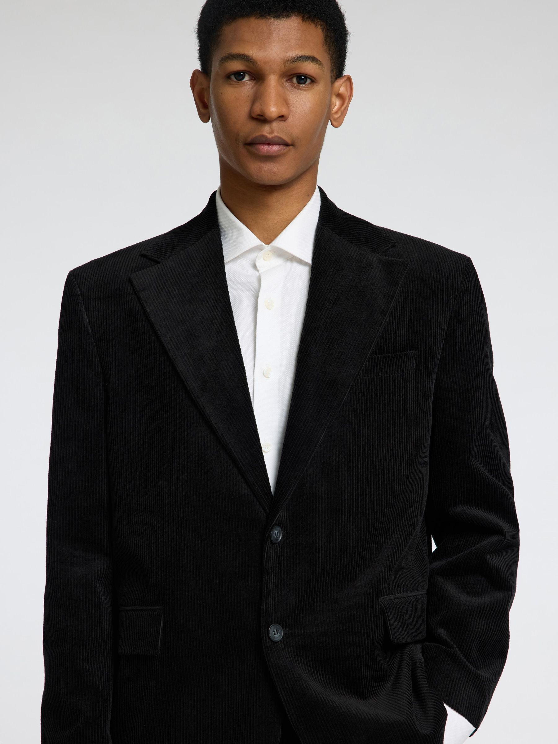 RELAXED FIT CORDUROY BLAZER | Black | Selected