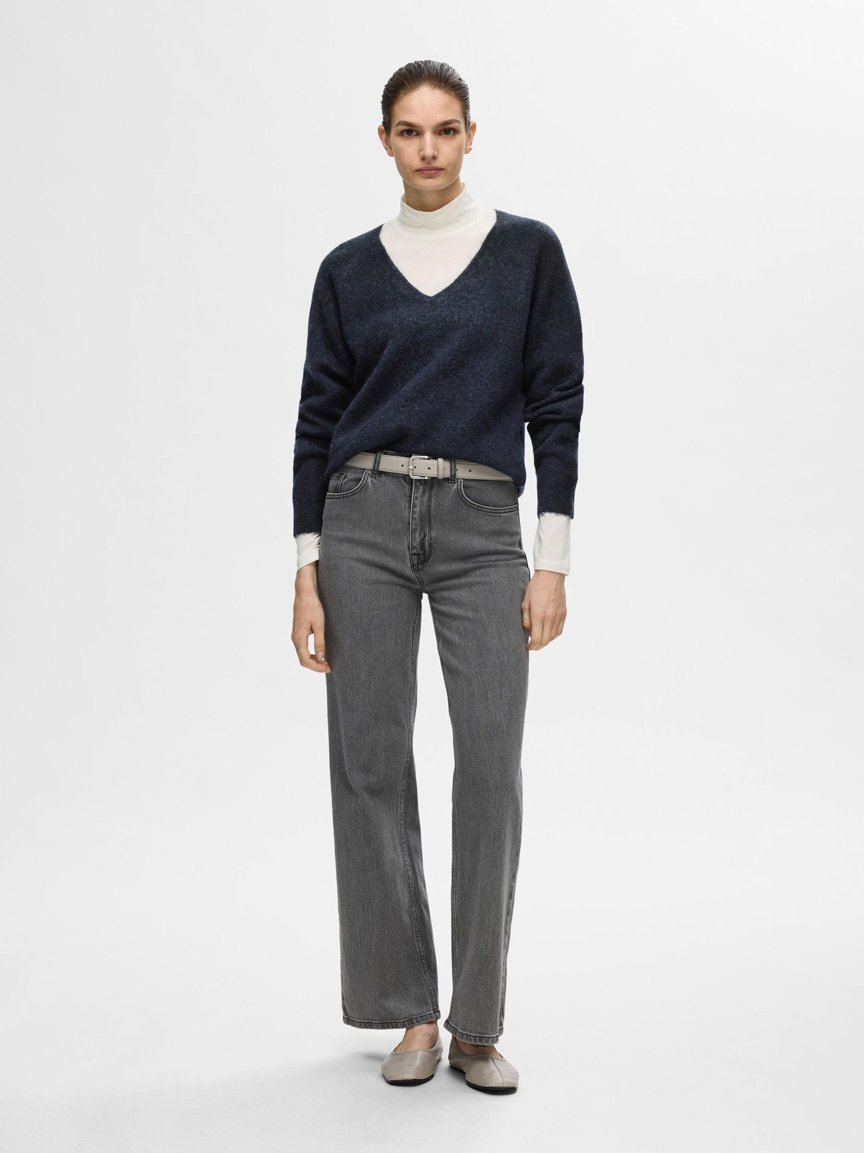 WOLLGEMISCH V-AUSSCHNITT PULLOVER, Dark Sapphire, highres