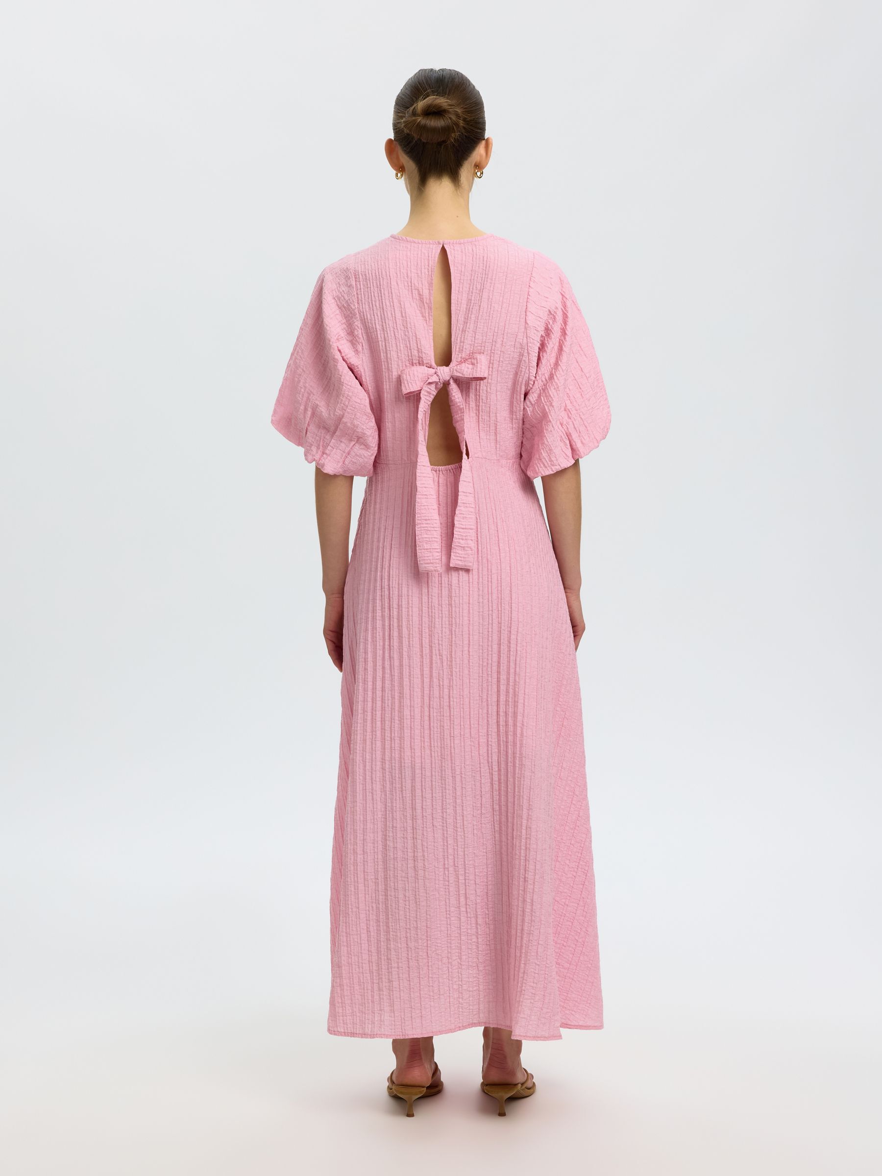 BALLOON SLEEVE MAXI DRESS, Bleached Mauve, highres