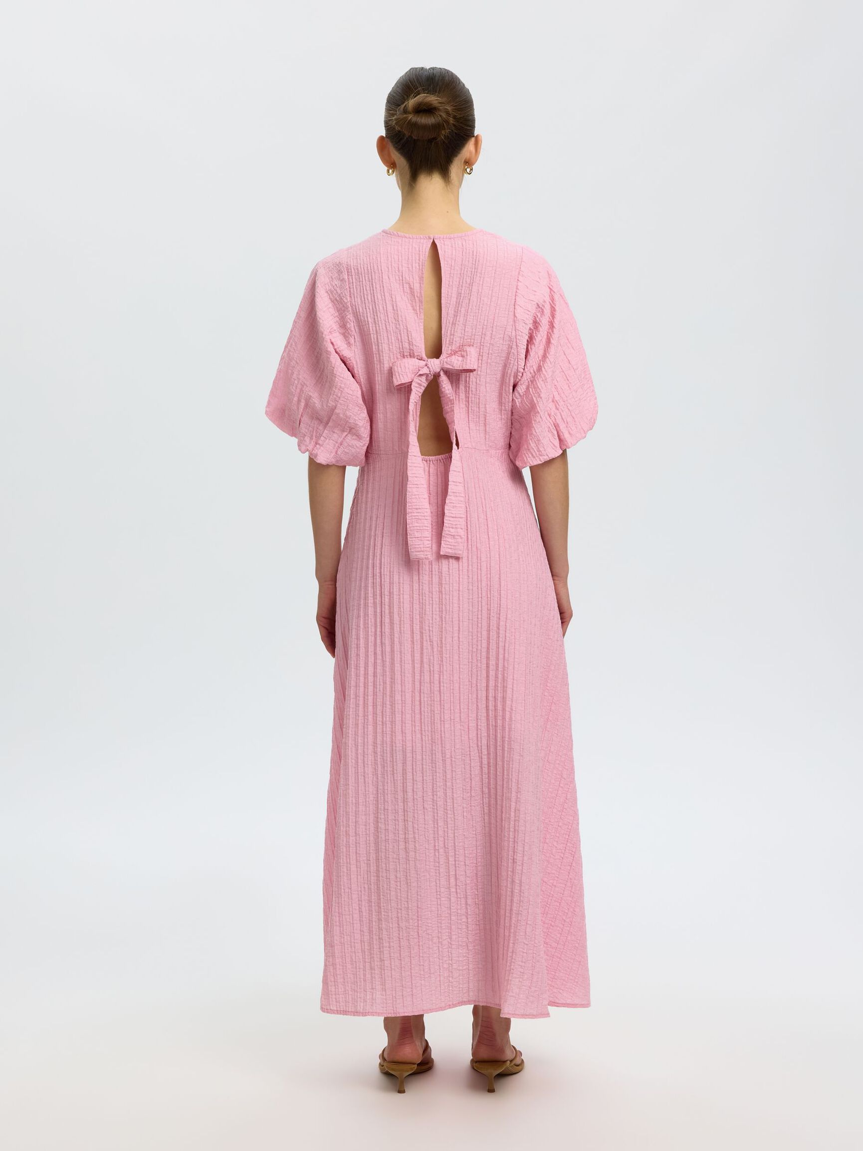 BALLOON SLEEVE MAXI DRESS, Bleached Mauve, highres