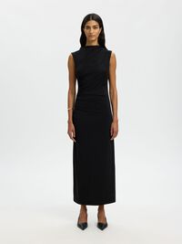 DRAPERAD MAXIKLÄNNING, Black, highres