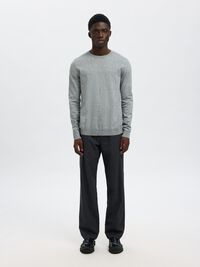 MANCHES LONGUES PULL EN MAILLE, Light Grey Melange, highres