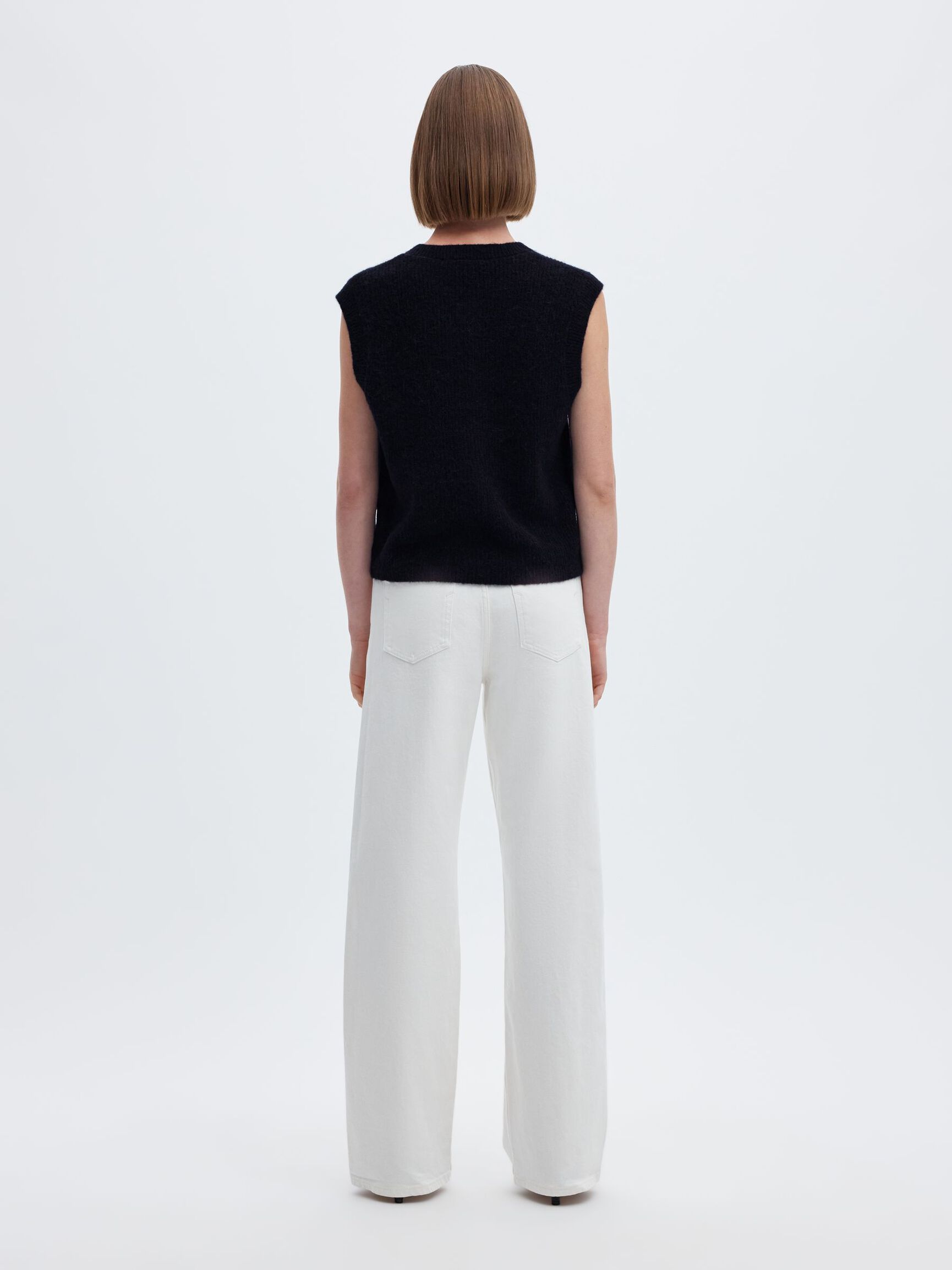 WOOL BLEND  KNITTED VEST, Dark Sapphire, highres