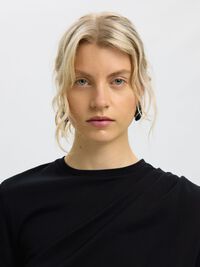GATHERED T-SHIRT, Black, highres