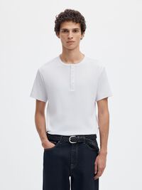 GEKNÖPFTES RIPP T-SHIRT, Bright White, highres