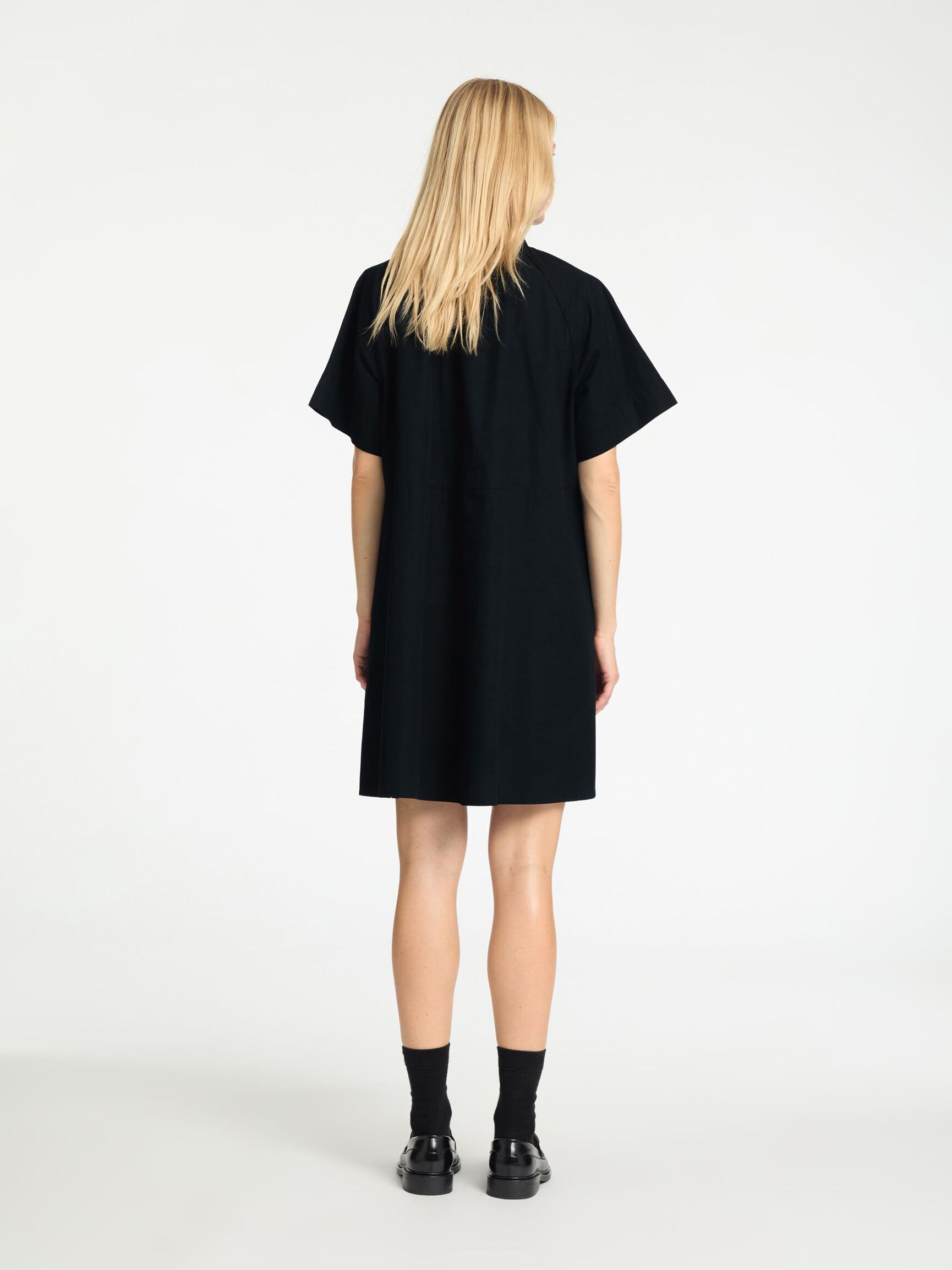 SHORT SLEEVED MINI DRESS, Black, highres