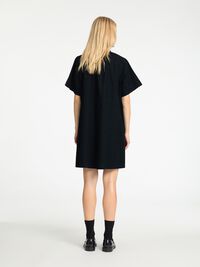 MET KORTE MOUWEN MINI JURK, Black, highres