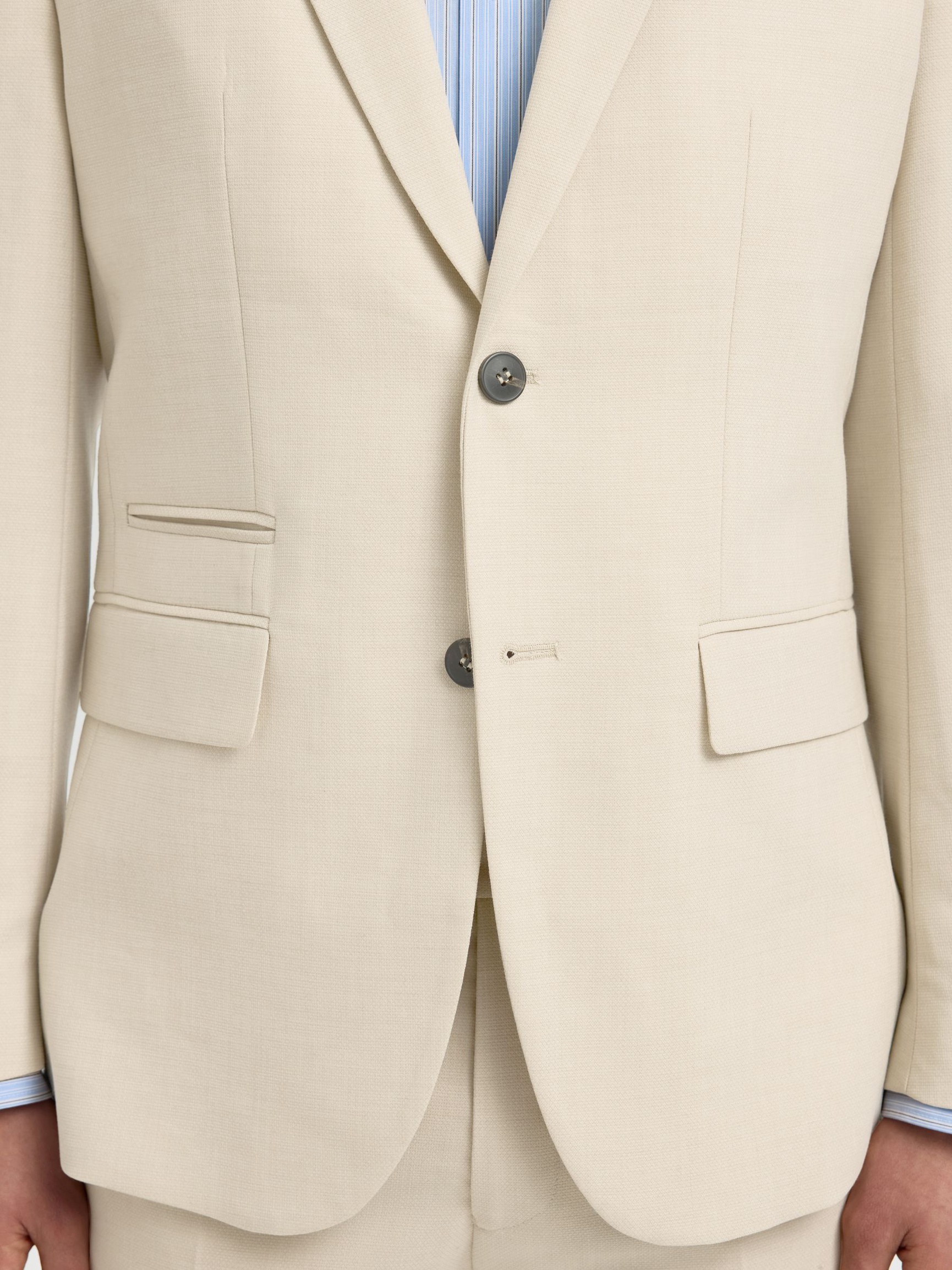 VÆVET ULDBLANDING BLAZER, Egret, highres
