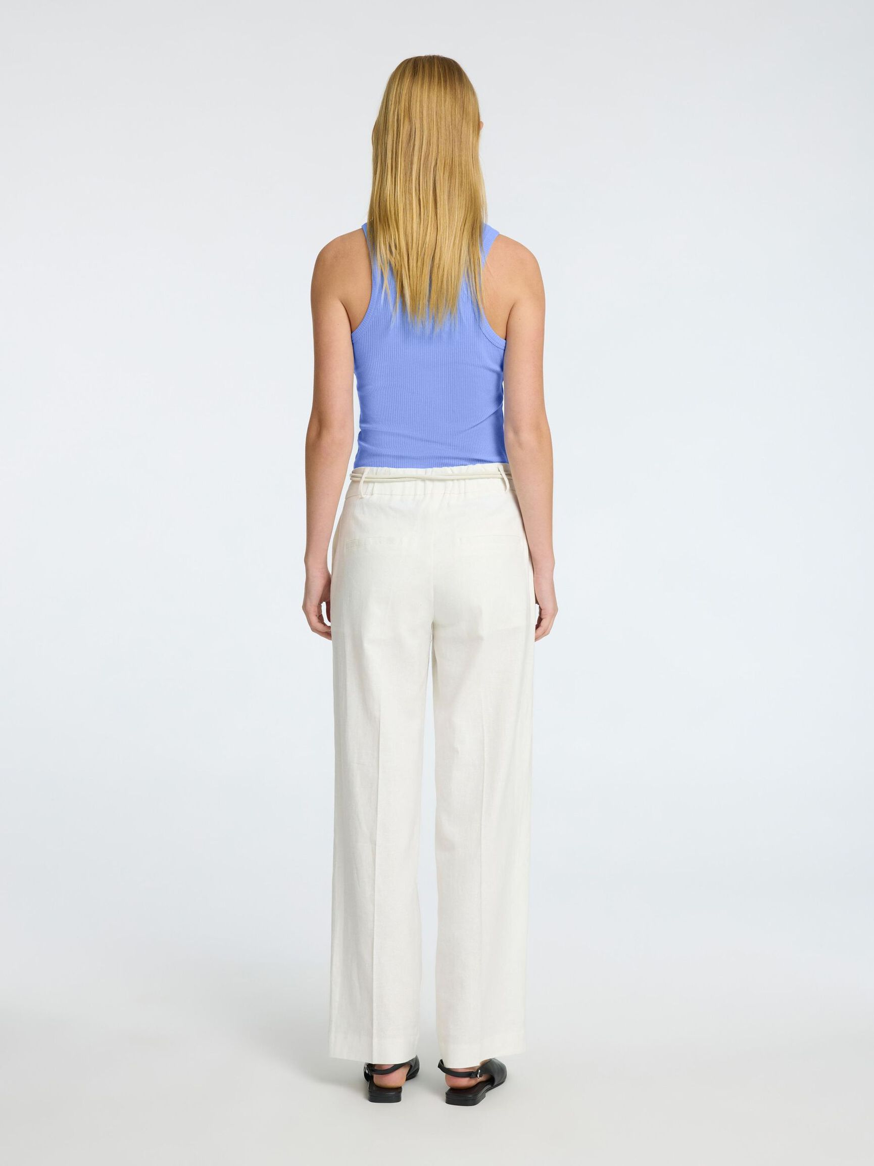 RIBBED TANK TOP, Cornflower Blue, highres