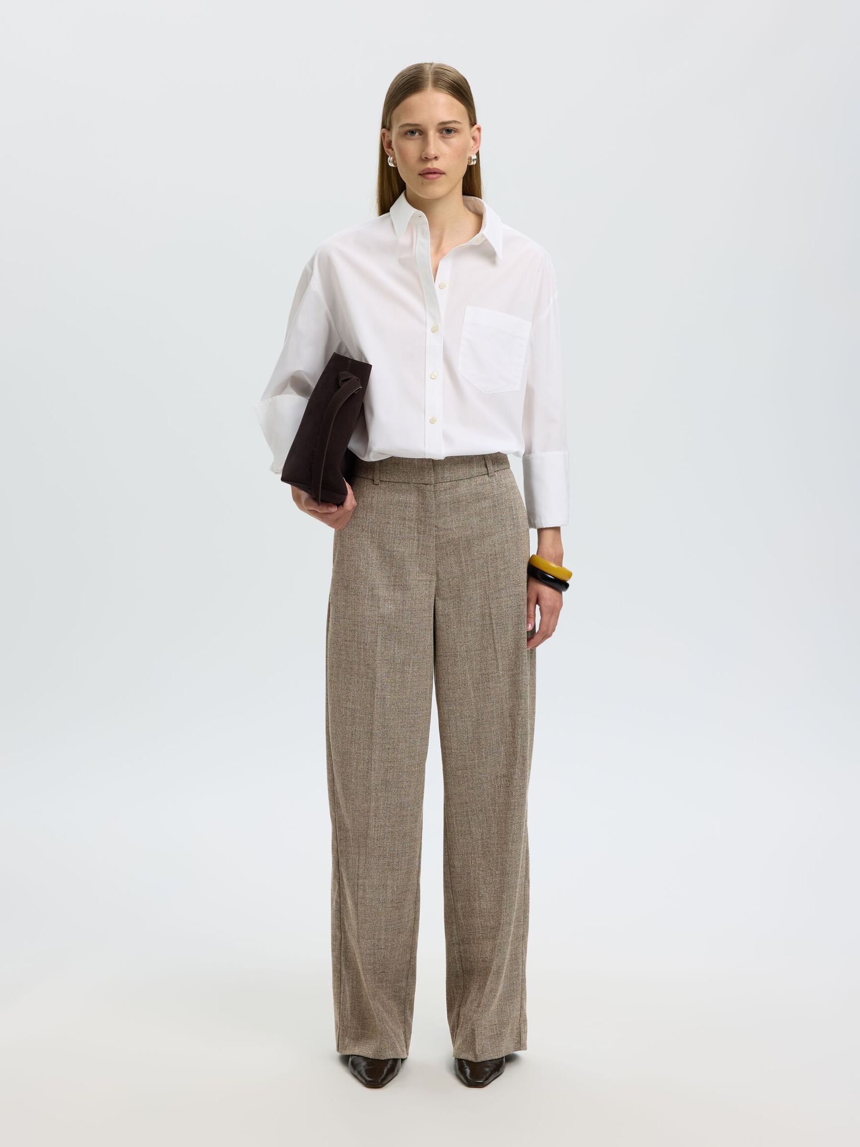 TAILLEUR PANTALON À JAMBE AMPLE, Chocolate Chip, highres