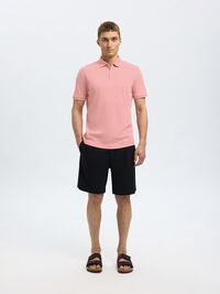 ZIPPER POLO SHIRT, Rose Tan, highres